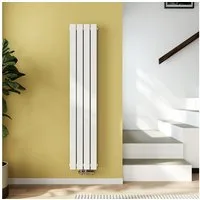 EMKE Heizkörper Anthrazit/Weiß Doppellagig Flach Design Paneelheizkörper, Vertikal, Mittelanschluss 966W für 12qm Raum, Weiß