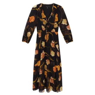 Schwarzes Midikleid Mit Netzoberteil Von Ted Baker