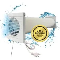 TronicXL Ventilatorkombigerät Lüftungsanlage Küche Bad Lüftung Rohr Kabel Schalter Ventilator Haube, Abluft Zuluft Mauerkaste Durchführung für Steckdose