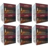 Unilite Feuerzeuge Unilite® Streichhölzer 380 Holz Zündhölzer 10 Schachteln (6 Pack) (Stück, 380-St., Streichhölzer), Schachtel mit zwei Reibeflächen. Streichhölzer, Zündhölzer