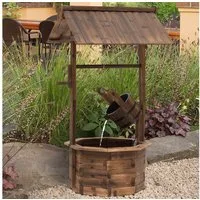 Outsunny Gartenbrunnen Wasserfall, Regulierbar, 20.5 cm Breite, Wasserbecken BxT: 51.5x51.5 cm, (Springbrunnen, 1 tlg., Zierbrunnen), Massivholz, Braun, 68 x 57 x 118 cm