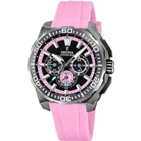 Festina Chronograph Festina Herrenuhr Chrono Bike Armbanduhr, (Chronograph), Herren Armbanduhr rund, Kautschukarmband rosa, Sportlich