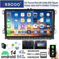 ESSGOO 9" Android 14 Carplay Für VW GOLF 5 6 Passat Caddy Touran EOS Polo 6R Autoradio (DAB+ (optional), FM, RDS, Android Auto GPS Navi WIFI FM Bluetooth RDS Touchscreen USB EQ)