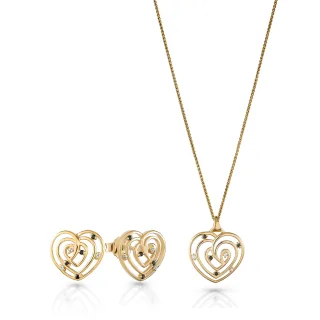 Orphelia 'Euphoria' Damen 925 Sterling Silber Set: Halskette-Anhänger + Ohrringe - Gold SET-7522/G