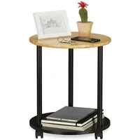 relaxdays Beistelltisch rund mit Rolle, M