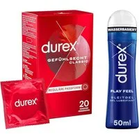 durex Kondome Gefühlsecht & Play Feel Gleitgel Spar-Set, 20 St., & 50 ml