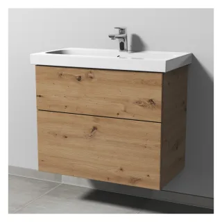 Sanipa 3way Waschtischunterbau zu Geberit iCon Light Waschtisch mit 2 Auszügen, Eiche Natural-Touch SM57285