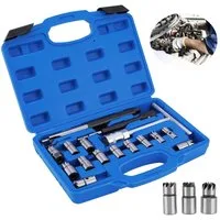 BlingBin Fräser-Set 17tlg Diesel Injektoren Dichtsitz Werkzeug Einspritzdüsen Dichtflächen, 17er Set, 17-tlg., 13 verschiedene Klingengrößen (15 mm, 17 mm, 18 mm, 20 mm), Nachschneidwerkzeug für Common Rail Dieselmotoren