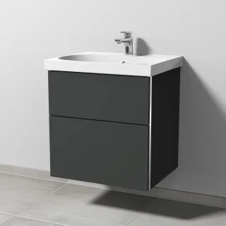 Sanipa 3way Waschtischunterbau zu Geberit Acanto Waschtisch mit 2 Auszügen, Graphit-Matt BP4151B