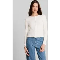 TOM TAILOR Denim Langarmshirt T-Shirt Pointelle Cardigan mit Knopfleiste