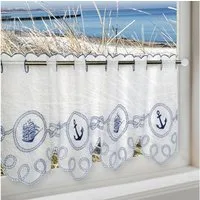 Delindo Lifestyle Scheibengardine ANKER SEGELSCHIFF (1 St), Stangendurchzug, transparent, Voile, HxB: 45x115, mit Stangendurchzug, für die Küche