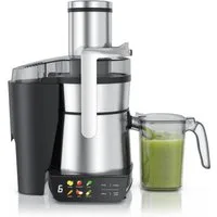 Arendo Zentrifugenentsafter Zentrifugaler Edelstahl digital Entsafter, Obst & Gemüse, Farbsymbole, 1000.0 W, 85mm XXL-Schacht, LED-Touch-Display, BPA-frei & Edelstahl-Design