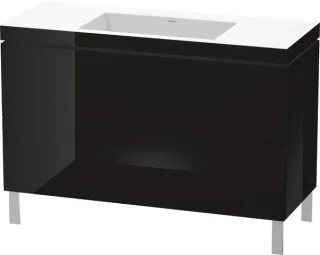 Duravit L-Cube c-bonded Set bodenstehend Schwarz Hochglanz 1200x480x698 mm - LC6939N4040 LC6939N4040