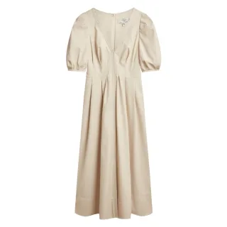 Ted Baker Tamega Midikleid Aus Elfenbeinfarbenem Kunstleder