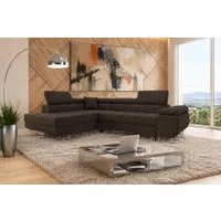 M-Punkt24 Ecksofa DUBAI, Samtstoff, Ottomane rechts oder links, Kopfteilverstellung, Bettkasten