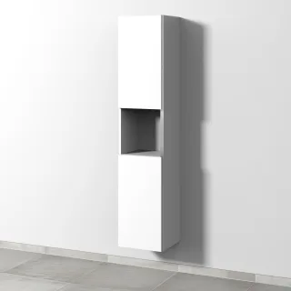 Sanipa 3way Hochschrank mit 2 Türen und 1 offenem Fach, Weiß-Soft BR11443