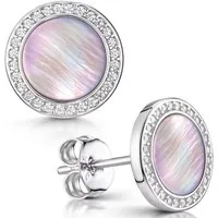 Materia Paar Ohrstecker Damen Perlmutt Rosa Zirkonia SO-394, 925 Sterling Silber, rhodiniert