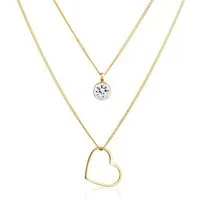 Elli Ketten-Set Layer Herz Love 925 Silber, mit Kristallen von Swarovski®, Herz