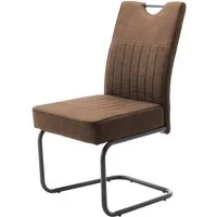 Die Möbelfundgrube® Freischwinger mit Taschenfederkern, braun, Griffmulde, Esszimmerstuhl, »Marte«, Luxus-Komfortsitz · 120 kg belastbar · schwarzes Metallgestell