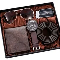 ibettertec Geldbörse 4PCS Geschenk für Männer Herrenuhr Gürtel Set (Mann Männer Geburtstag Hochzeitstag Geschenke, Vatertag Geschenkbox,Geburtstagsgeschenk,Weihnachtsgeschenk), Herren Geschenkbox Sets mit Ledergürtel Wallet Watch Gläsern