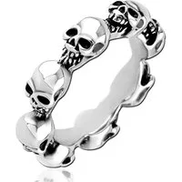 viva-adorno Fingerring Totenkopf Ring Edelstahl 3D Totenköpfe Herrenring Damenring, Biker Rocker Gothic Ring Silber glänzend