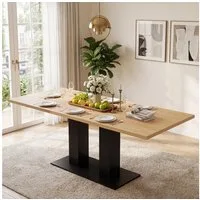 Flieks Esstisch (Länge 140-180/T70/H75 cm, Tischplattenstärke 3cm, 1-St., 1 Tisch), ausziehbarer Küchentisch rechteckig Bürotisch Holzptik Natur&Schwarz