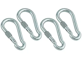MARINETECH Karabinerhaken, Edelstahl A4, 8x80 mm, mit Sicherheitsmutter, 4 Stück