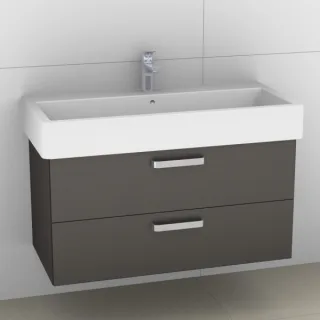 Artiqua 411 Waschtischunterschrank für Vero 045410 mit 1 Armaturbohrung Stahlgrau Metallic, 411-WU2L 411-WU2L-D20-7141-88