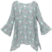 Guru-Shop Longbluse Tunika mit Trompetenärmeln für starke Frauen,.. Festival, Ethno Style, Hippie, alternative Bekleidung