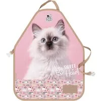 DERFORM Malschürze Kinder Motiv Katze Bastelschürze Schürze Kinderschürze Werkschürze