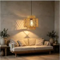 JDONG Pendelleuchte esstisch lampenschirm Hängelampe Ø26cm E27, ohne Leuchtmittel, Beige Papierflechten Beleuchtung Dekoration,schlafzimmerlampe, Vintage,Dekorative Möbel,Für,Wohnzimmer,Esszimmer,Flur