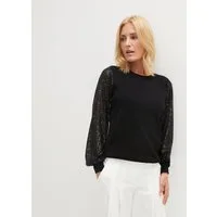 bonprix Strickpullover im weichen Viskose-Feinstrick, mit Ballonärmeln mit Pailletten