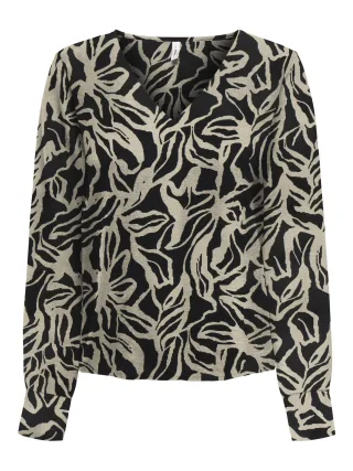 ONLY - ONLTHARA L/S V-NECK TOP PTM black - Gr. - XS