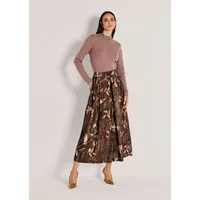 MADELEINE Maxirock Eleganter Midirock mit floralem Design Samtrock mit elastischem Bund und Crinkle-Struktur, wadenlang