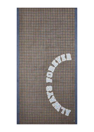 Schal mit Karomuster und ALWAYS FOREVER- Schriftzug blau