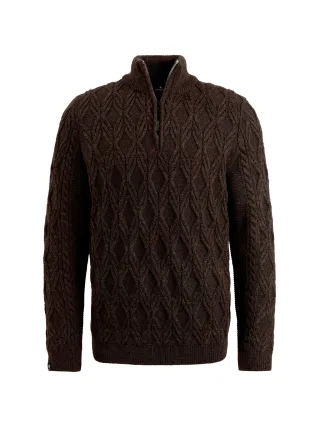 Vanguard - Half zip collar heavy knit mixed yarn rum raisin - Gr. - XL