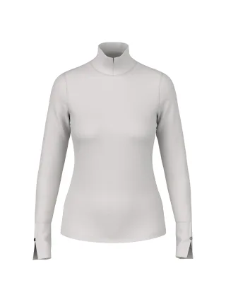 Marc Cain Collections - Baumwoll-Longsleeve mit Stehkragen vapor blue - Gr. - 40