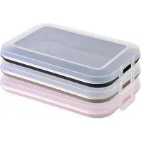 Engelland Frischhaltedose Aufschnittdosen für den Kühlschrank, Aufschnittboxen, PP-Kunststoff, BPA-frei, (Vorteils-Set, 3-tlg., mit transparentem Deckel), stapelbar, platzsparend, Ordnung im Kühlschrank, Organizer, Stapelbox