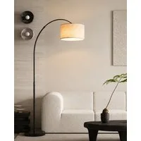 Fyrove Stehlampe Bogenleuchte,Moderne Stehlampe mit Textilschirm Stoff Ø 36cm, Bogenlampen, FuBschalter und Textilkabel, E27(Gluhbirne nicht enthalten) fur wohnzimmer Leselampe Schlafzimmer,Buro Arbeitslampe