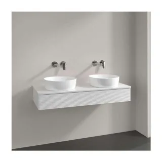 Villeroy und Boch Antao Waschtisch-Unterschrank L13150GF 120x19x50cm, Hahnloch, Waschbeckenplattenfarbe Lack, glossy white lacquer