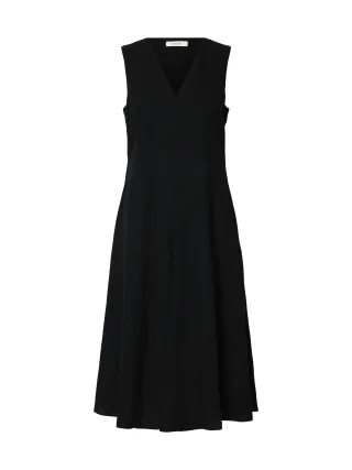 selected women - SLFLUISA REGULAR SL LINEN BLEND DRESS B Black - Gr. - 36