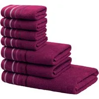 OTTO home Handtuch Set Niki, Duschtuch, Handtücher und Gästetücher, Walkfrottee (Set, 7-St), Handtücher mit mehrfarbiger Streifenbordüre, weich, aus 100% Baumwolle