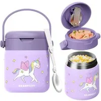 BEARFOOT Trinkflasche Thermobehälter Kinder Edelstahl - Einhorn lila, Thermobehälter, auslaufsicher, Edelstahl, Food jar, BPA-frei