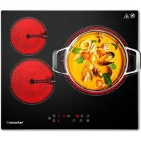 AMZCHEF Elektro-Kochfeld Glaskeramikkochfeld autark 3 Kochzonen 5400W, 9 Leistungsstufen CE-HT5419B3E-2, 99-Minuten-Timer, Kindersicherung, Restwärme- und Überhitzungsschutz