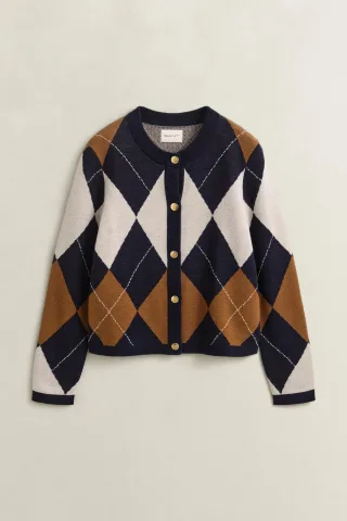 GANT - Strickjacke mit Argyle-Muster EVENING BLUE - Gr. - S