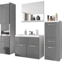 welltime Badmöbel-Set ELDA, (Komplett-Set, 5-St), Waschtisch inkl. Waschbecken, Hochschrank, Badschrank und Spiegel
