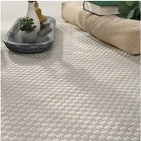 KADIMA DESIGN Teppich Unifarben Wohnzimmer schmutzabweisend Teppich Kurzflor, Rechteckig, Höhe: 4 mm, 100% Polypropylen,60x100, Creme
