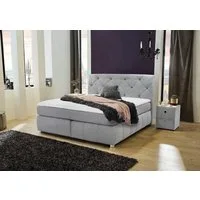 Jockenhöfer Gruppe Boxspringbett Bella erhältlich in 140 & 180cm Breite, mit Kaltschaum-Topper und Rauchglas-Steinen