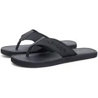 Tommy Hilfiger HILFIGER LEATHER BEACH SANDAL Zehentrenner Sommerschuh, Flat mit modischer Logostickerei