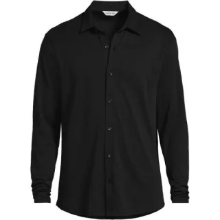 Jerseyhemd aus Baumwolle für Herren, Herren, size: regular, Schwarz, Baumwolle, by Lands' End